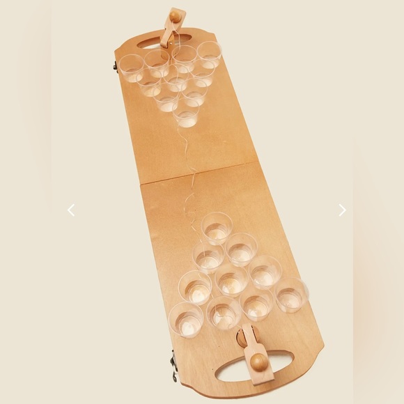 Refinery and Co. Wooden Beer Pong Game Luxury Foldable Tabletop Size Boardgame - Picture 4 of 5